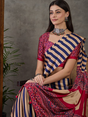 Purple Semi Modal Saree With Blouse Piece