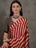 Red Semi Modal Saree With Blouse Piece