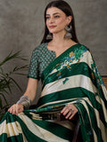 Green Semi Modal Saree With Blouse Piece