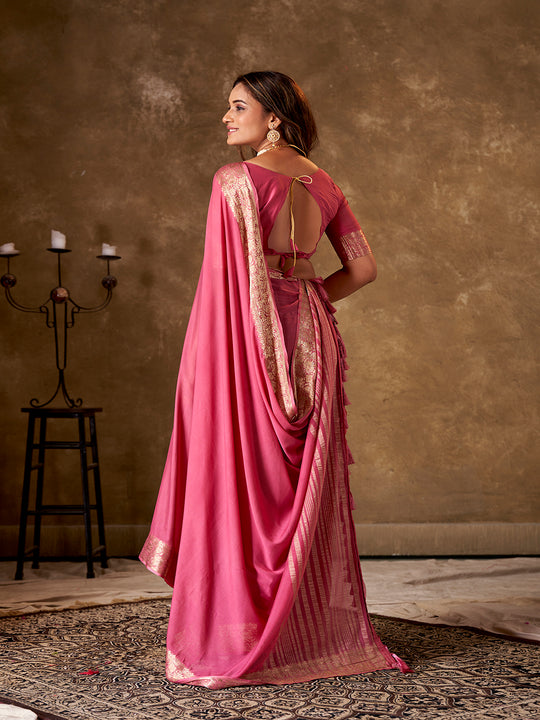 Crepe Silk Banarasi Silk Saree With Blouse Piece