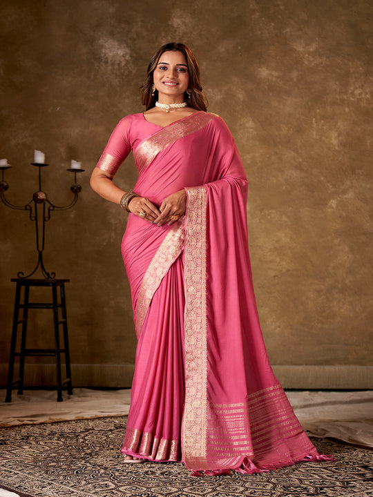 Crepe Silk Banarasi Silk Saree With Blouse Piece