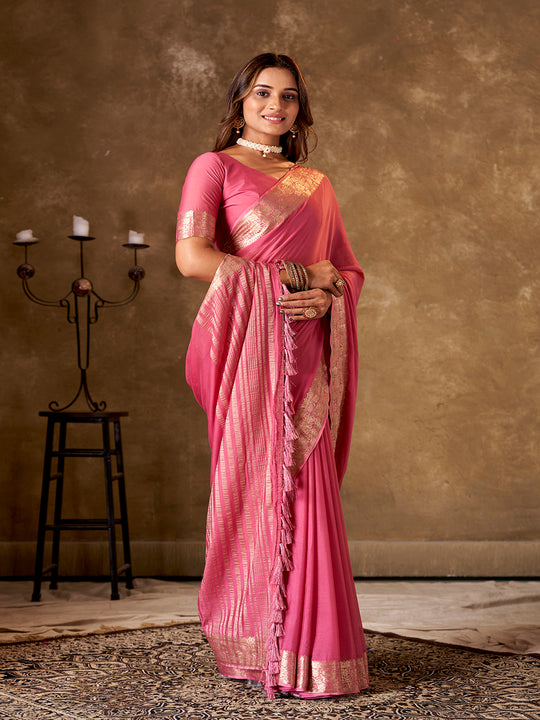 Crepe Silk Banarasi Silk Saree With Blouse Piece