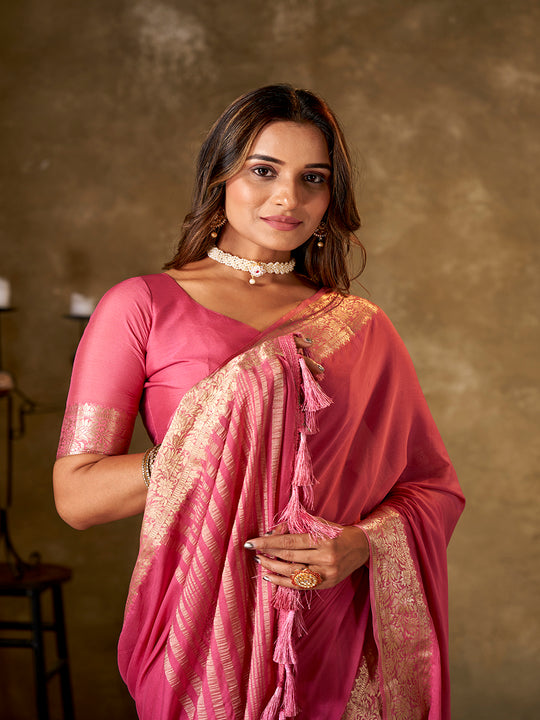 Crepe Silk Banarasi Silk Saree With Blouse Piece