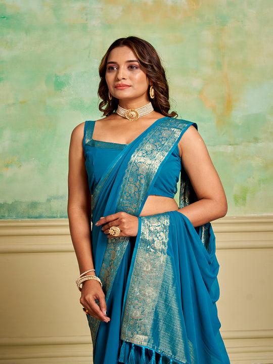 Crepe Silk Banarasi Silk Saree With Blouse Piece