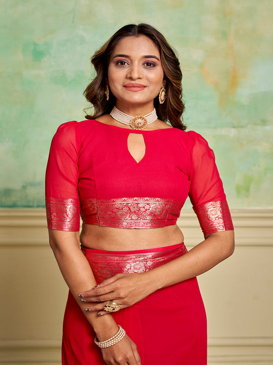 Crepe Silk Banarasi Silk Saree With Blouse Piece