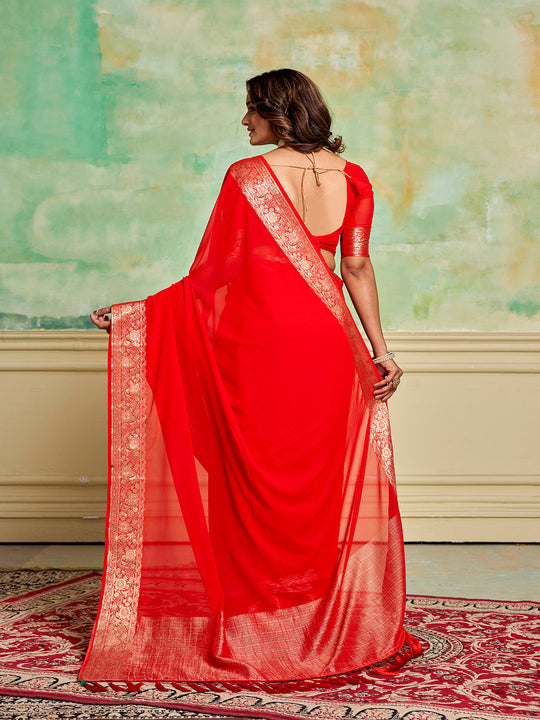 Crepe Silk Banarasi Silk Saree With Blouse Piece