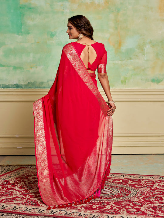 Crepe Silk Banarasi Silk Saree With Blouse Piece