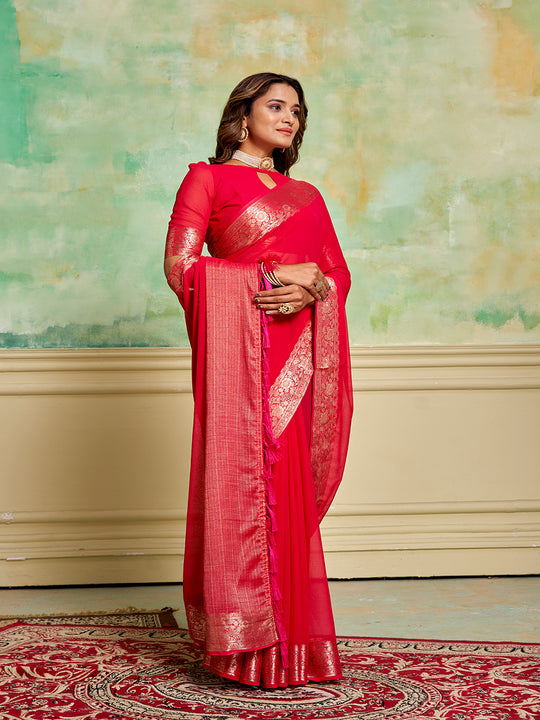 Crepe Silk Banarasi Silk Saree With Blouse Piece