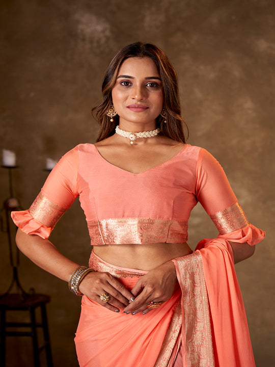 Crepe Silk Banarasi Silk Saree With Blouse Piece