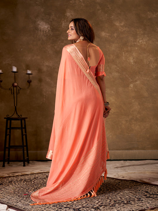 Crepe Silk Banarasi Silk Saree With Blouse Piece