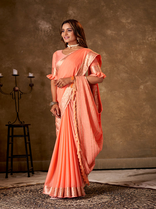 Crepe Silk Banarasi Silk Saree With Blouse Piece