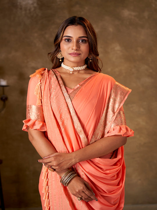 Crepe Silk Banarasi Silk Saree With Blouse Piece