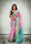 Levender Banarasi Silk Blend Saree With Blouse Piece