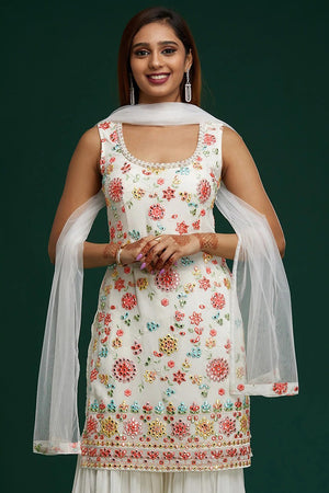 Pure White Georgette Salwar Suit