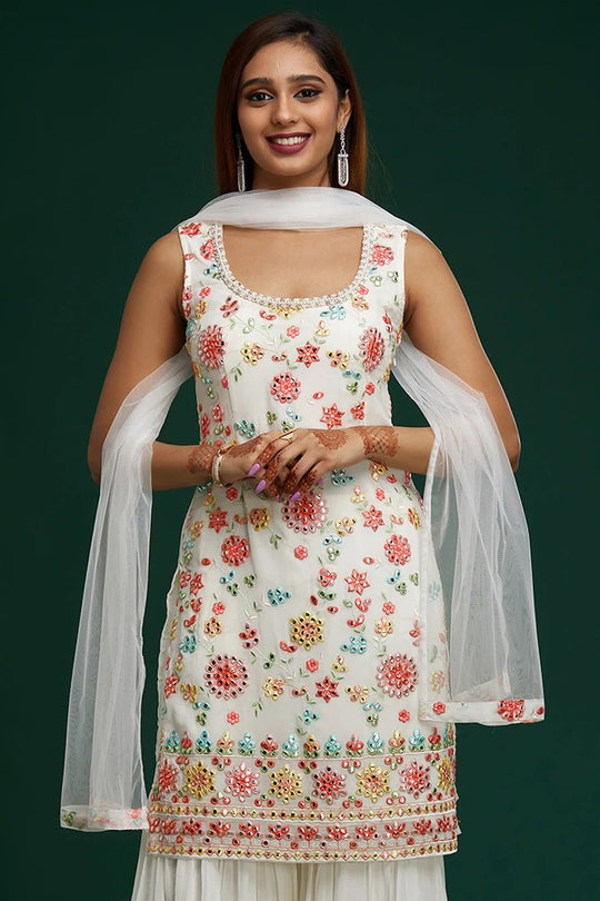 Pure White Georgette Salwar Suit