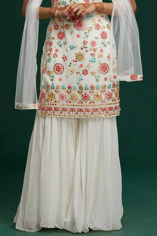 Pure White Georgette Salwar Suit