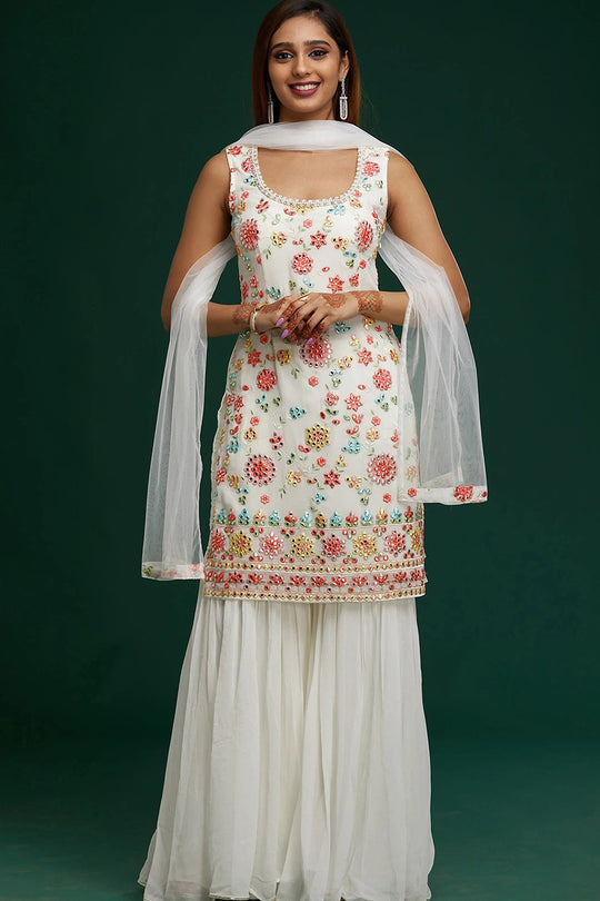 Pure White Georgette Salwar Suit