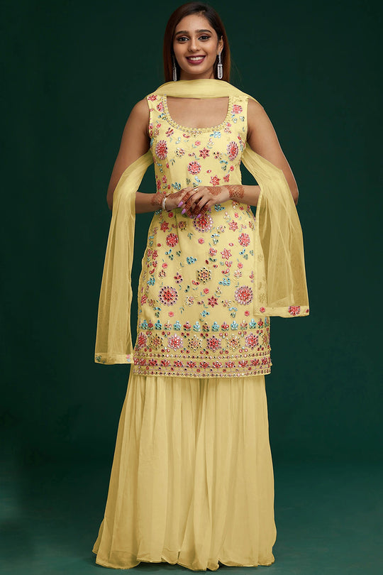 Lemon Yellow Georgette Salwar Suit