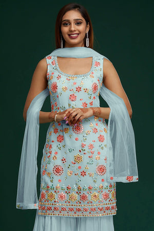 Powder Blue Georgette Salwar Suit