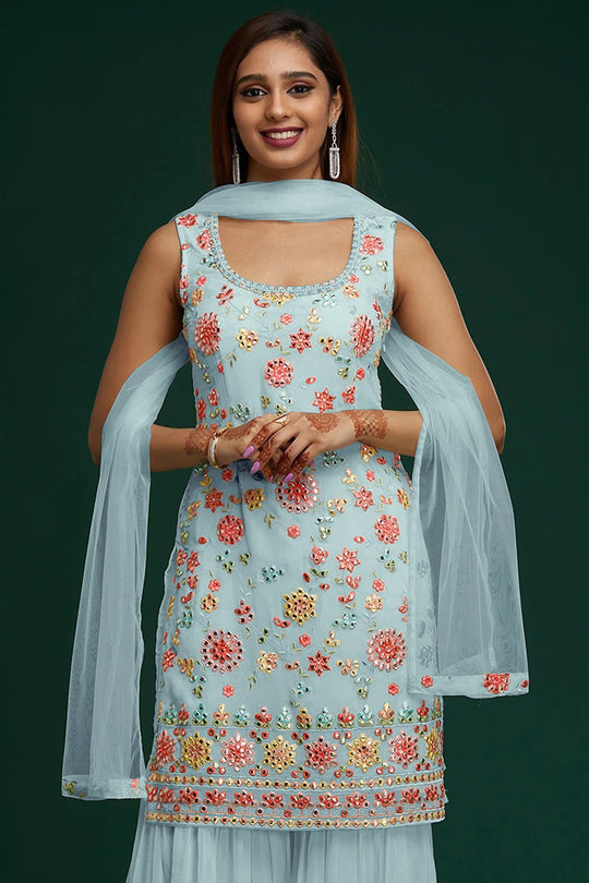 Powder Blue Georgette Salwar Suit