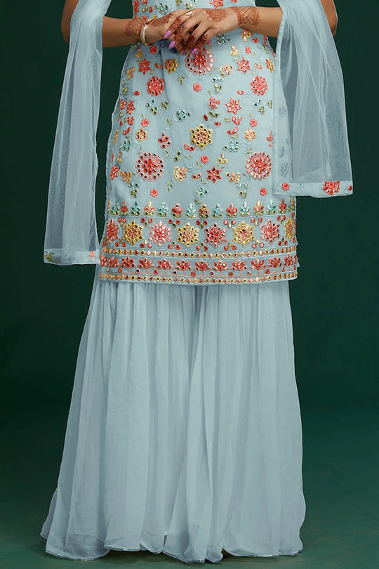 Powder Blue Georgette Salwar Suit