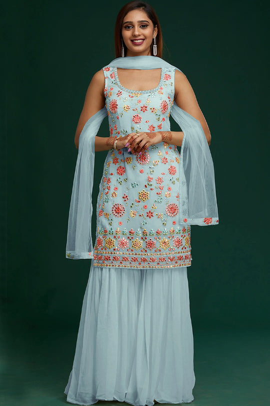 Powder Blue Georgette Salwar Suit