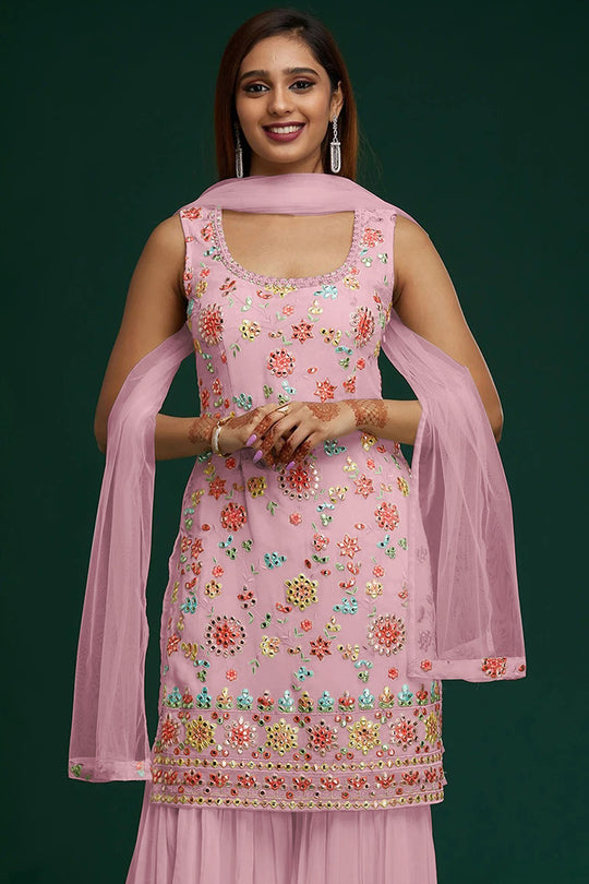 Flamingo Pink Georgette Salwar Suit