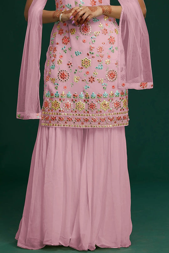 Flamingo Pink Georgette Salwar Suit