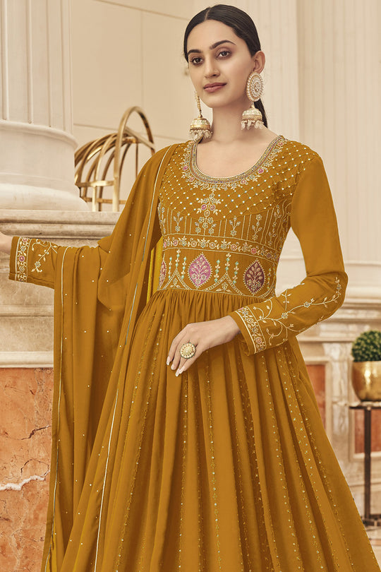 Dijon Yellow Georgette Salwar Suit