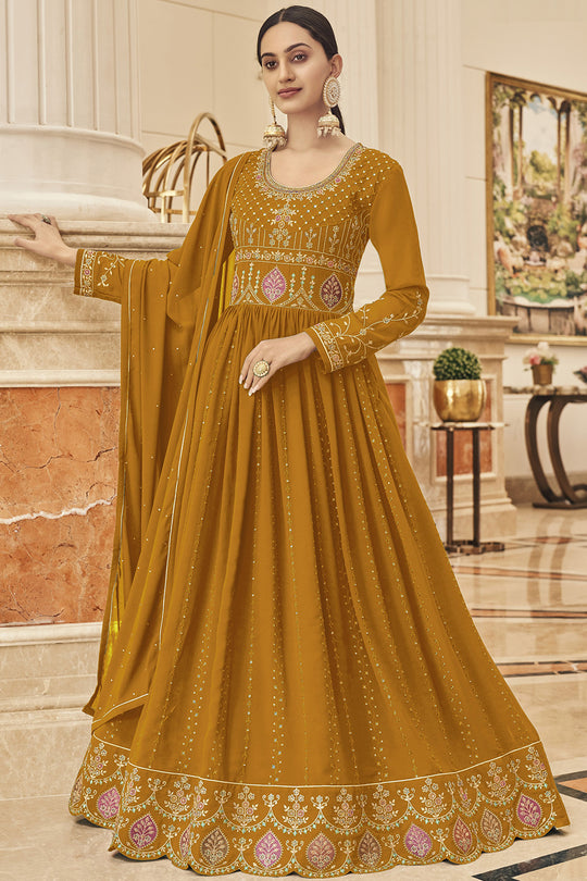 Dijon Yellow Georgette Salwar Suit