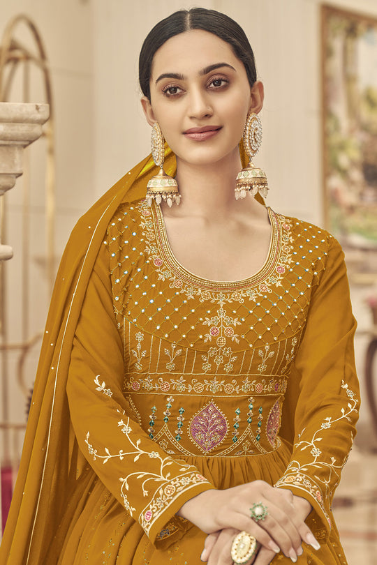 Dijon Yellow Georgette Salwar Suit