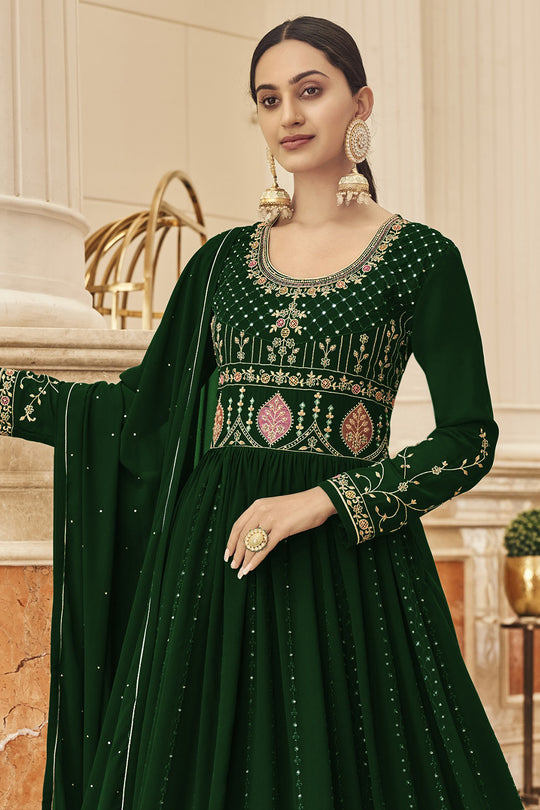 Bottle Green Georgette Salwar Suit