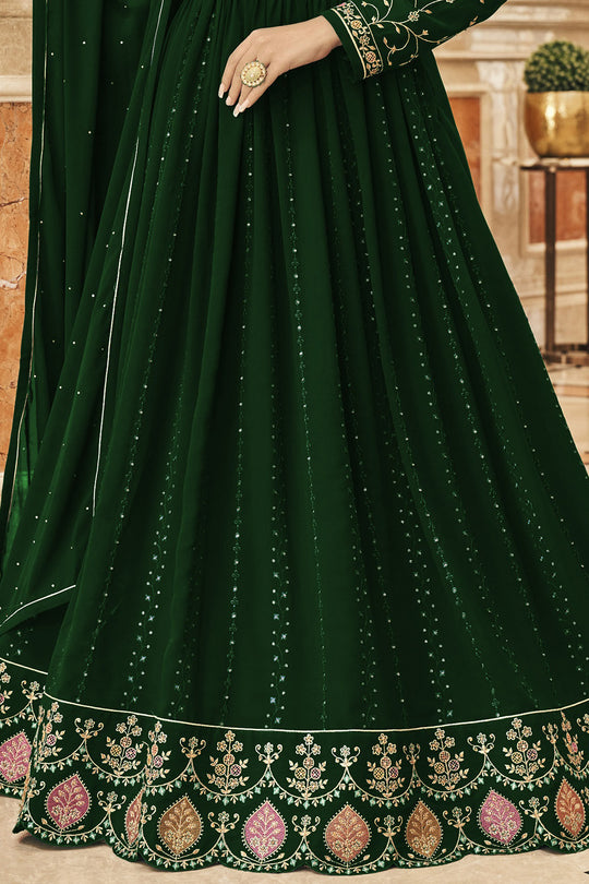 Bottle Green Georgette Salwar Suit