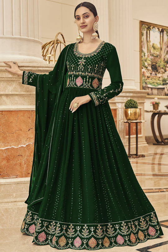 Bottle Green Georgette Salwar Suit
