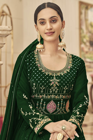 Bottle Green Georgette Salwar Suit