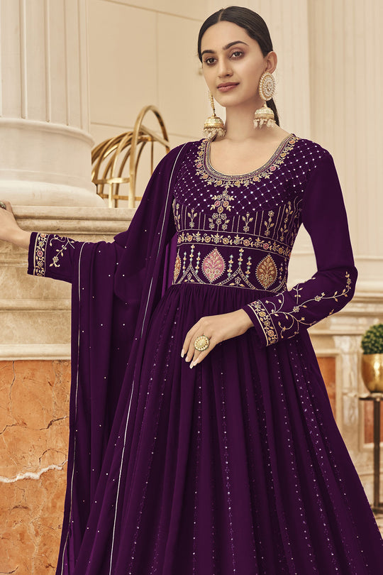 Mauve Wine Georgette Salwar Suit