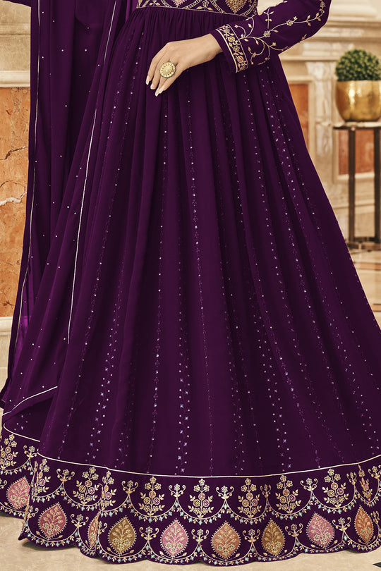 Mauve Wine Georgette Salwar Suit