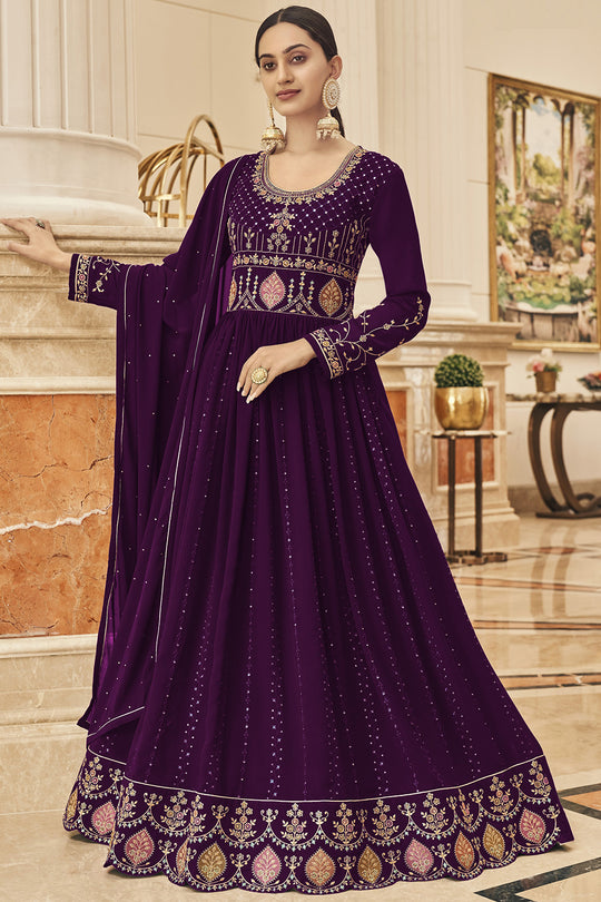 Mauve Wine Georgette Salwar Suit