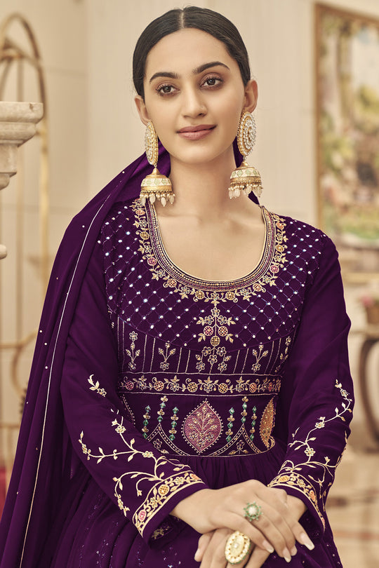Mauve Wine Georgette Salwar Suit