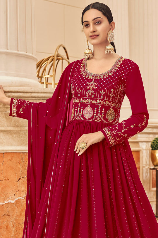 Scarlet Red Georgette Salwar Suit