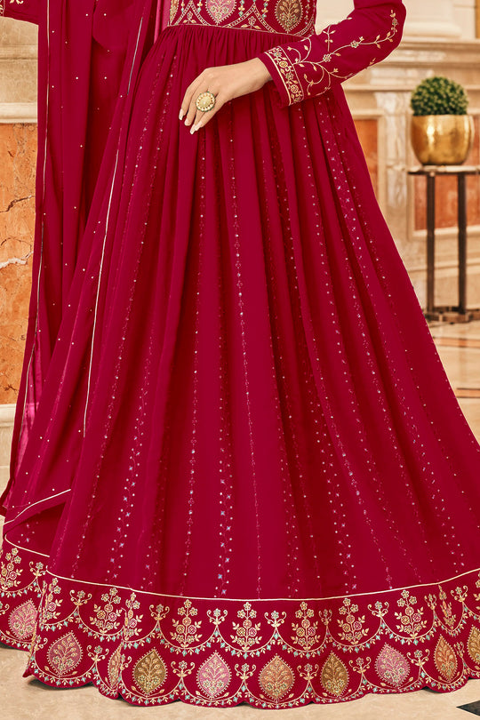 Scarlet Red Georgette Salwar Suit