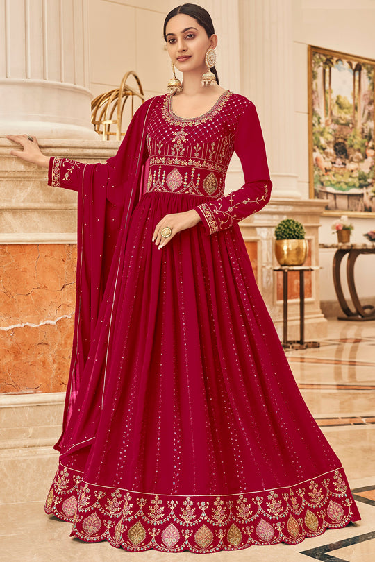 Scarlet Red Georgette Salwar Suit