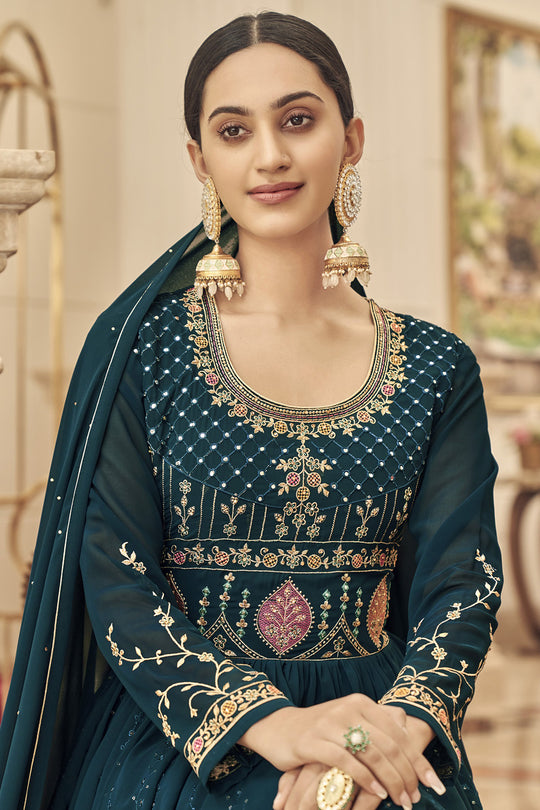 Denim Blue Georgette Salwar Suit