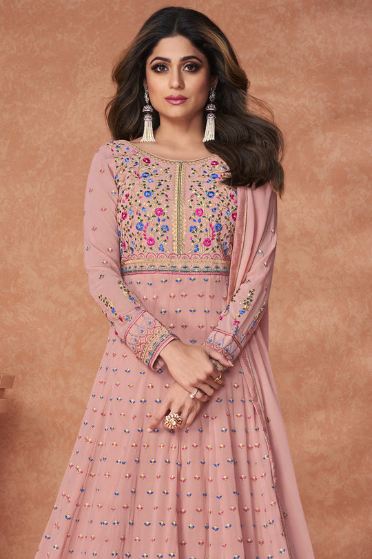 Flamingo Pink Georgette Salwar Suit