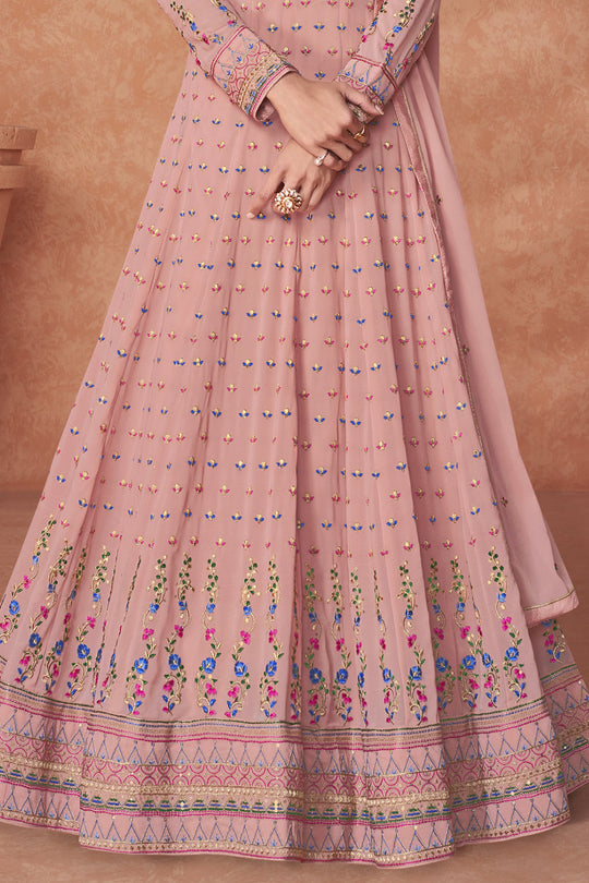 Flamingo Pink Georgette Salwar Suit
