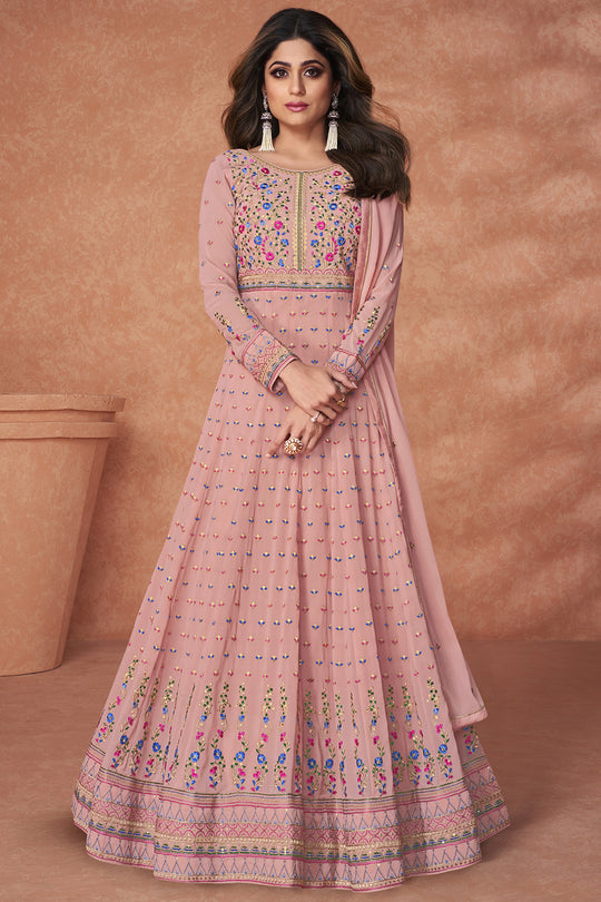 Flamingo Pink Georgette Salwar Suit