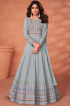 Coin Grey Georgette Salwar Suit