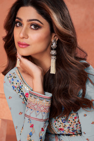 Coin Grey Georgette Salwar Suit