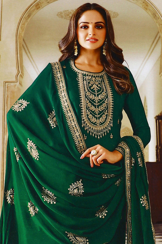Bottle Green Dola Silk Salwar Suit