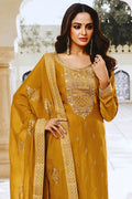 Marigold Yellow Dola Silk Salwar Suit